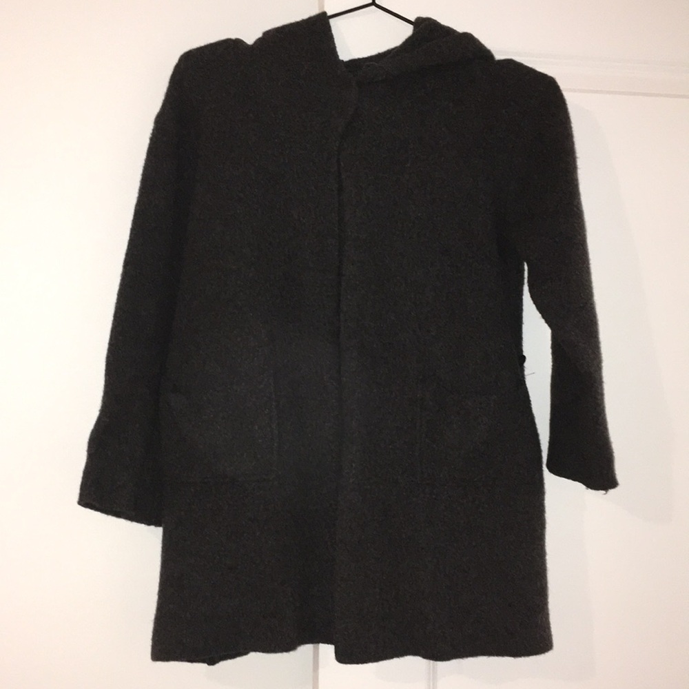 Grey woolen knit sweater jacket girls size 10